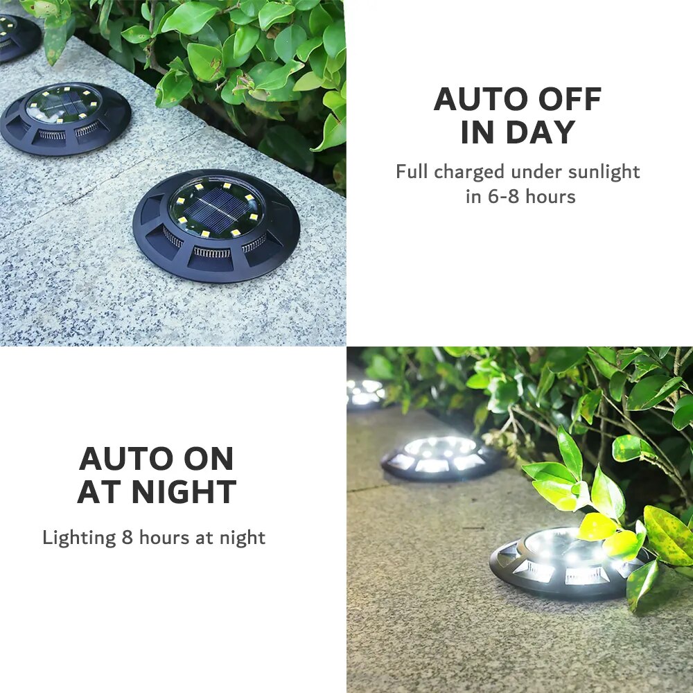 4PCS Solar Ground Lights 16LED - Outdoor IP65 Waterproof Solar Lights for Yard, Fence, Path, Patio, and Garden Decoration