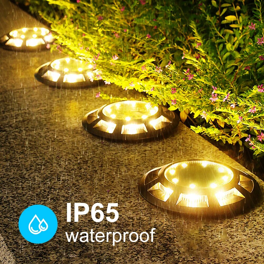 4PCS Solar Ground Lights 16LED - Outdoor IP65 Waterproof Solar Lights for Yard, Fence, Path, Patio, and Garden Decoration