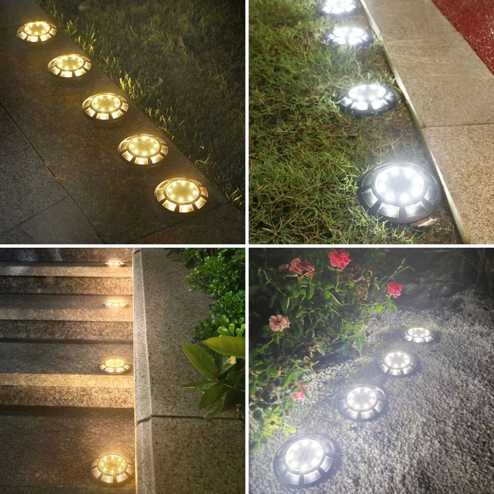 4PCS Solar Ground Lights 16LED - Outdoor IP65 Waterproof Solar Lights for Yard, Fence, Path, Patio, and Garden Decoration