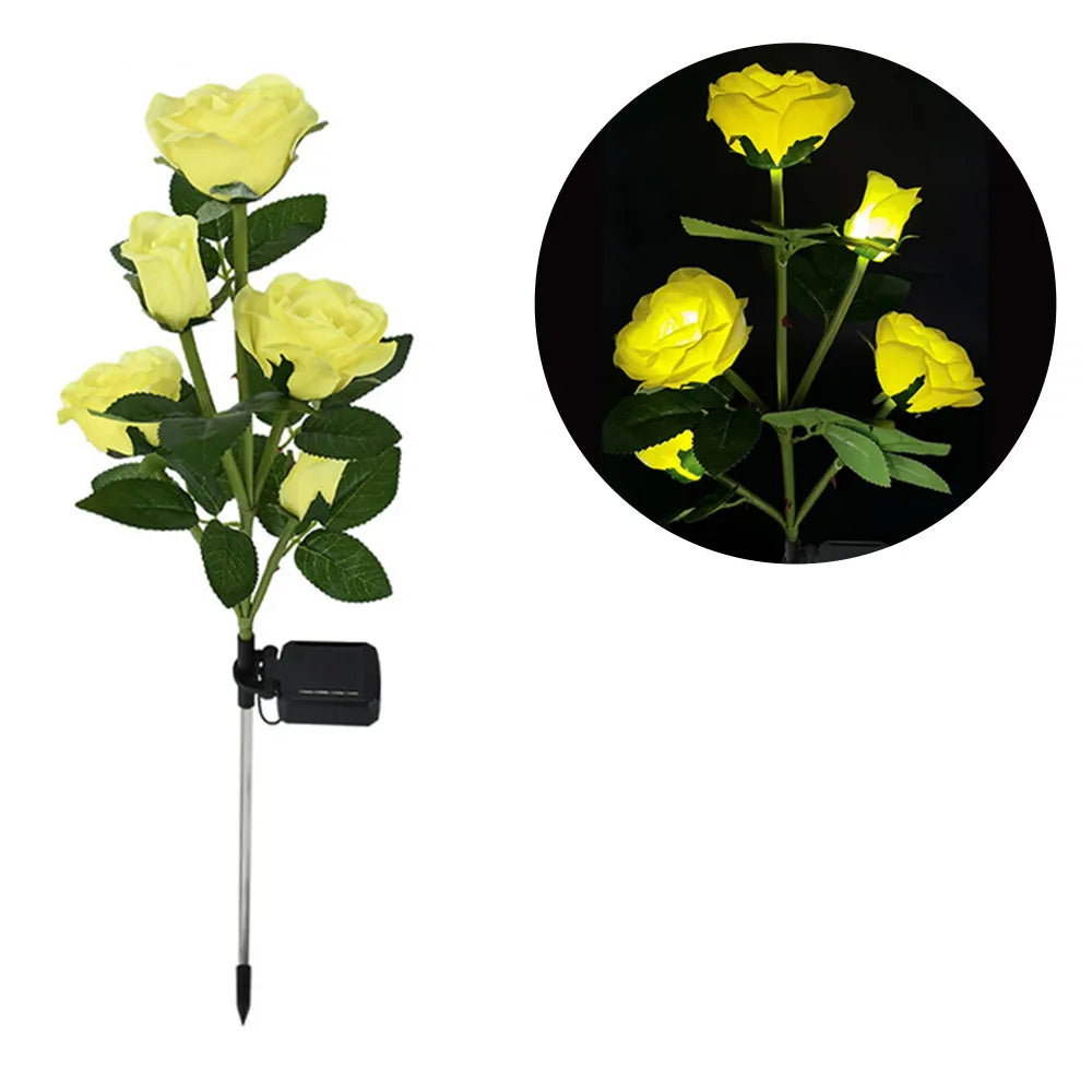 5 Heads Solar Rose Lights - Outdoor Decorative Garden Lamp