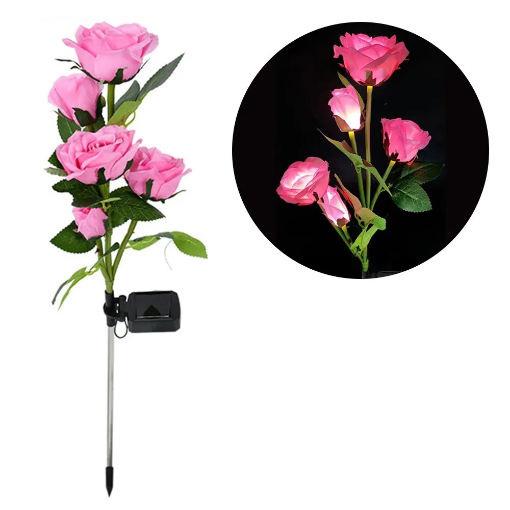 5 Heads Solar Rose Lights - Outdoor Decorative Garden Lamp