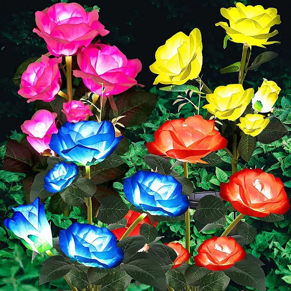 5 Heads Solar Rose Lights - Outdoor Decorative Garden Lamp