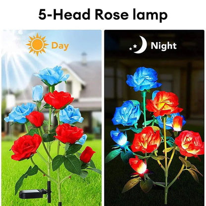 5 Heads Solar Rose Lights - Outdoor Decorative Garden Lamp