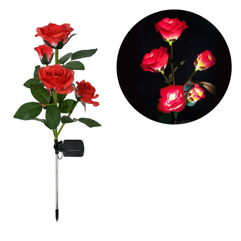 5 Heads Solar Rose Lights - Outdoor Decorative Garden Lamp