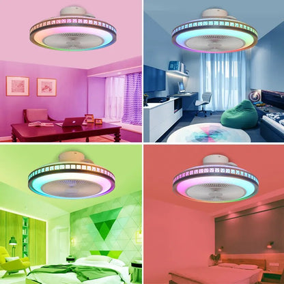 50CM Ceiling Fan Chandelier With Led Light Remote Control Smart Bluetooth Electric Silent Fan 3 Speed Wind For Bedroom Decor