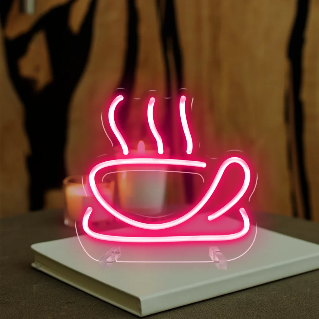 Coffee Neon Light - LED Neon Sign for Coffee Shop, Art Room Decor, and Party Table Lamp