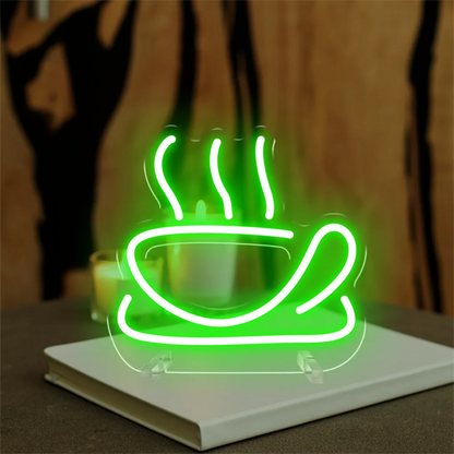 Coffee Neon Light - LED Neon Sign for Coffee Shop, Art Room Decor, and Party Table Lamp