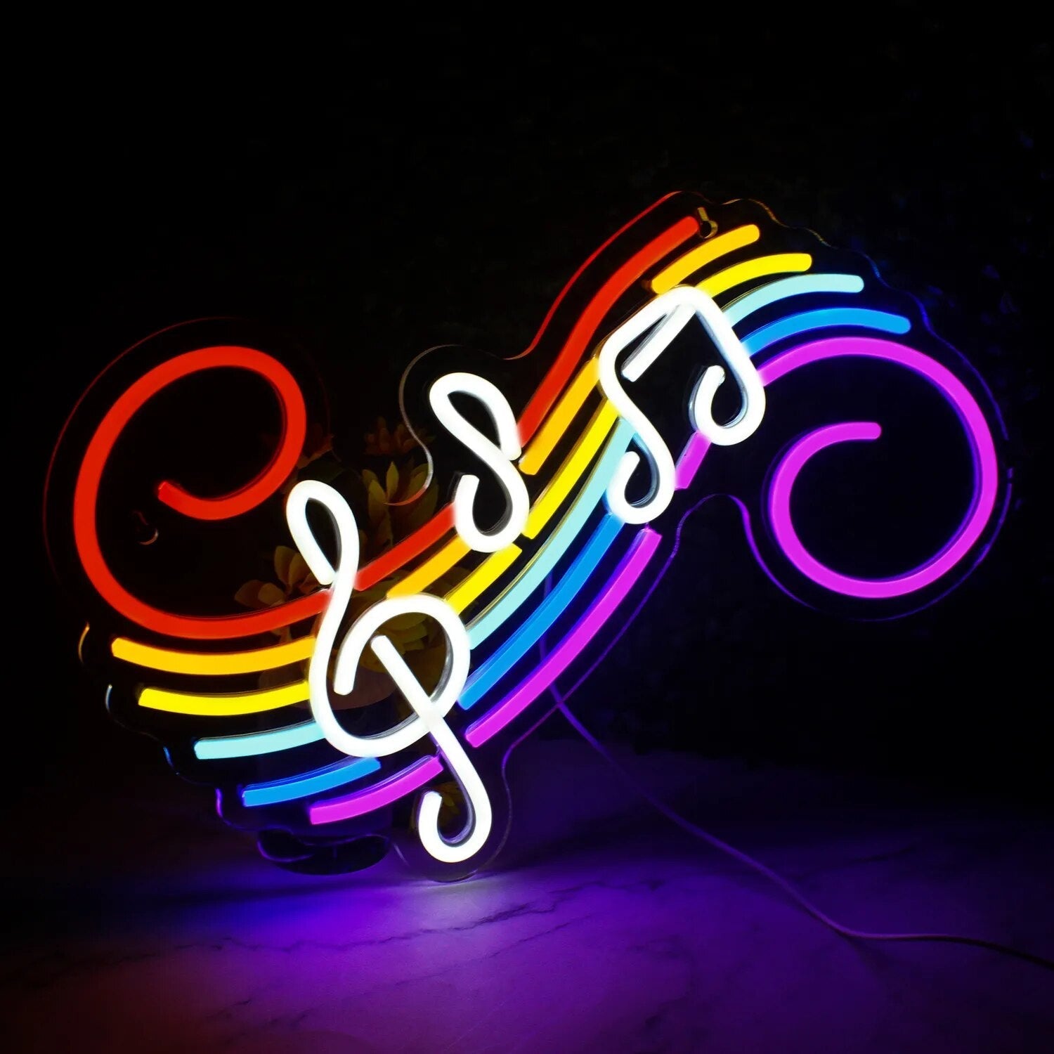 Colorful Musical Notes LED Neon Sign - Decorative Wall Light for Indoor and Bar Atmosphere