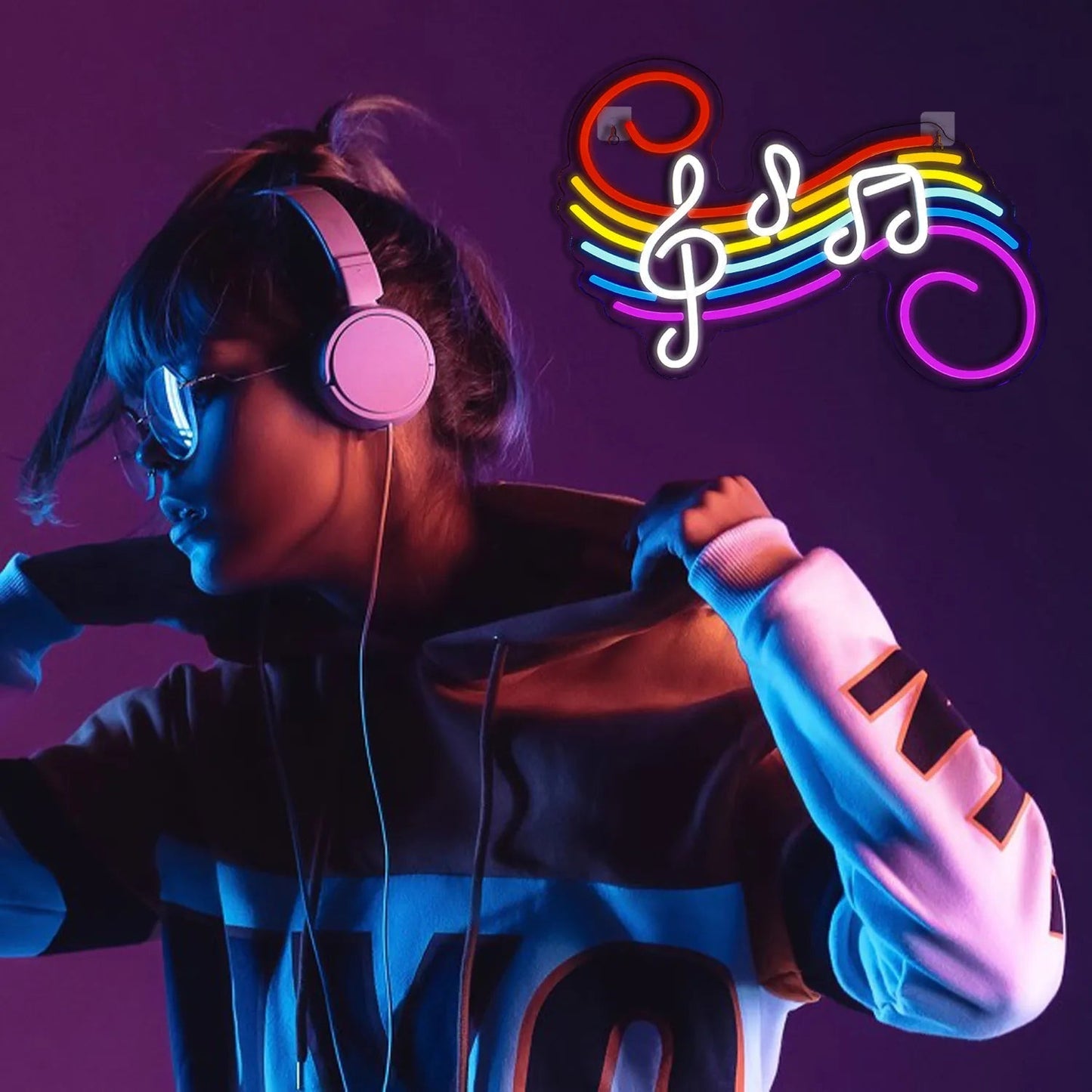 Colorful Musical Notes LED Neon Sign - Decorative Wall Light for Indoor and Bar Atmosphere