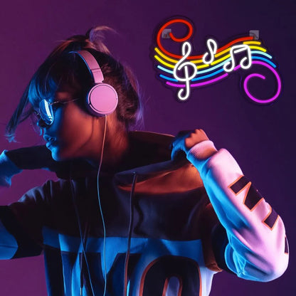 Colorful Musical Notes LED Neon Sign - Decorative Wall Light for Indoor and Bar Atmosphere