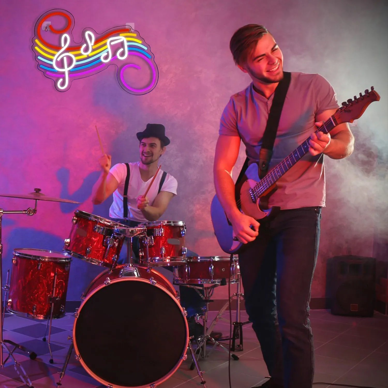 Colorful Musical Notes LED Neon Sign - Decorative Wall Light for Indoor and Bar Atmosphere