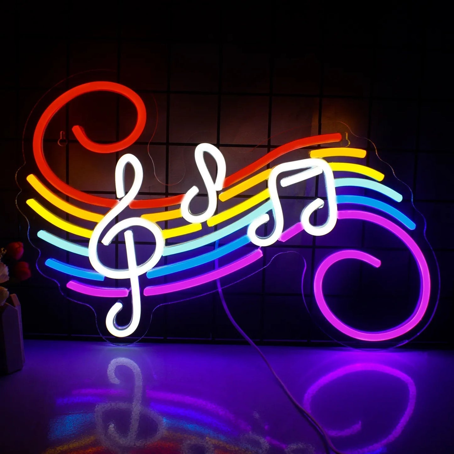 Colorful Musical Notes LED Neon Sign - Decorative Wall Light for Indoor and Bar Atmosphere