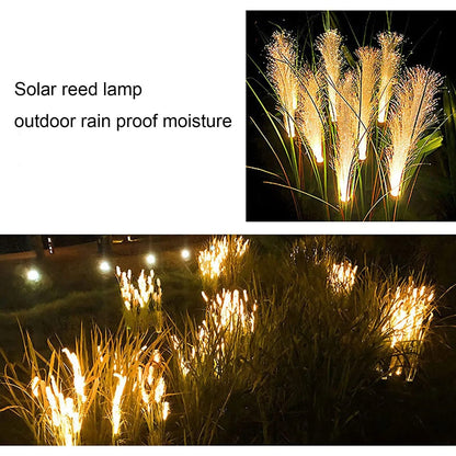 Garden Solar Reed Lights - Outdoor Fiber Light Waterproof Garden Lamp for Home Patio Decoration