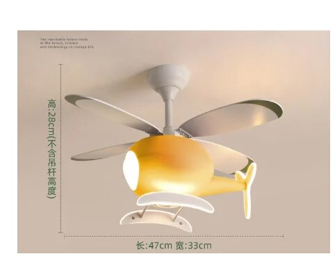 Helicopter Lamp Chandelier - LED Children's Bedroom Ceiling Fan Light