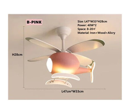 Helicopter Lamp Chandelier - LED Children's Bedroom Ceiling Fan Light