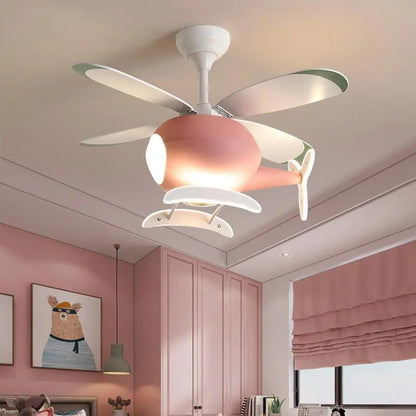 Helicopter Lamp Chandelier - LED Children's Bedroom Ceiling Fan Light