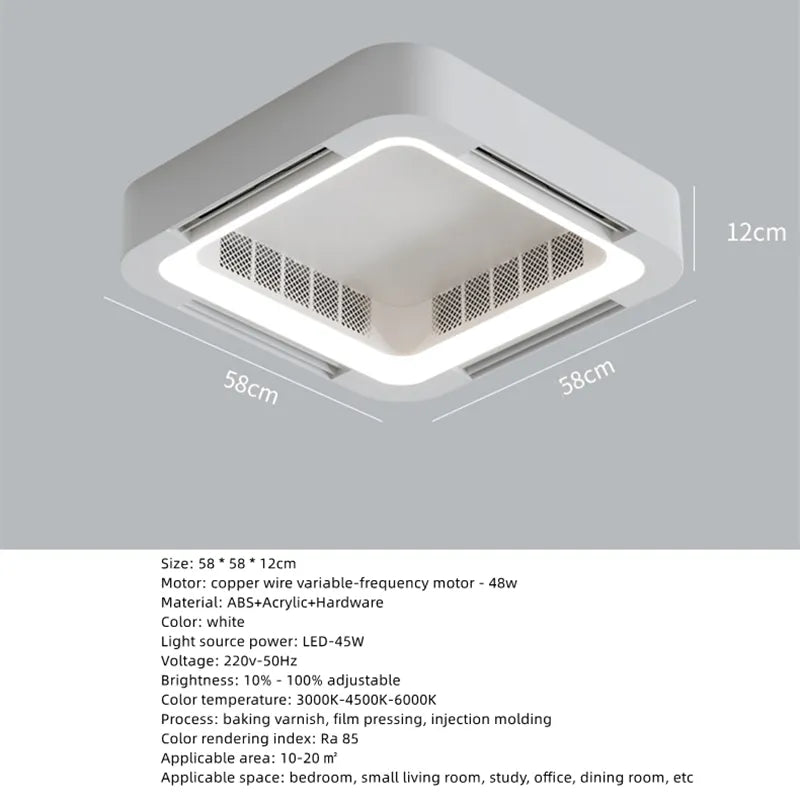 Invisible Bladeless Ceiling Fan Lamp With Light Remote Control Without Blades DC LED Circulator Decoration Bedroom Living Room