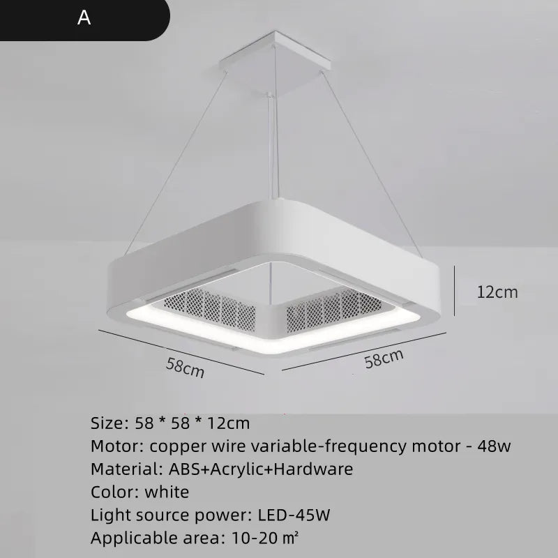 Invisible Bladeless Ceiling Fan Lamp With Light Remote Control Without Blades DC LED Circulator Decoration Bedroom Living Room