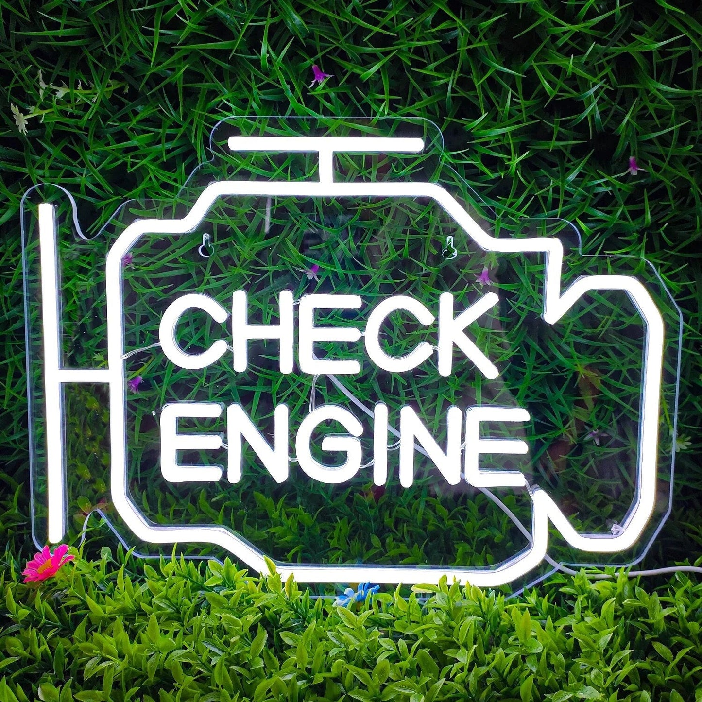 LED Solar Light "Check Engine" Neon Sign - Auto Room Garage Car Repair Shop Home USB Switch Bar Atmosphere Studio Wall Decor Gift Lamp