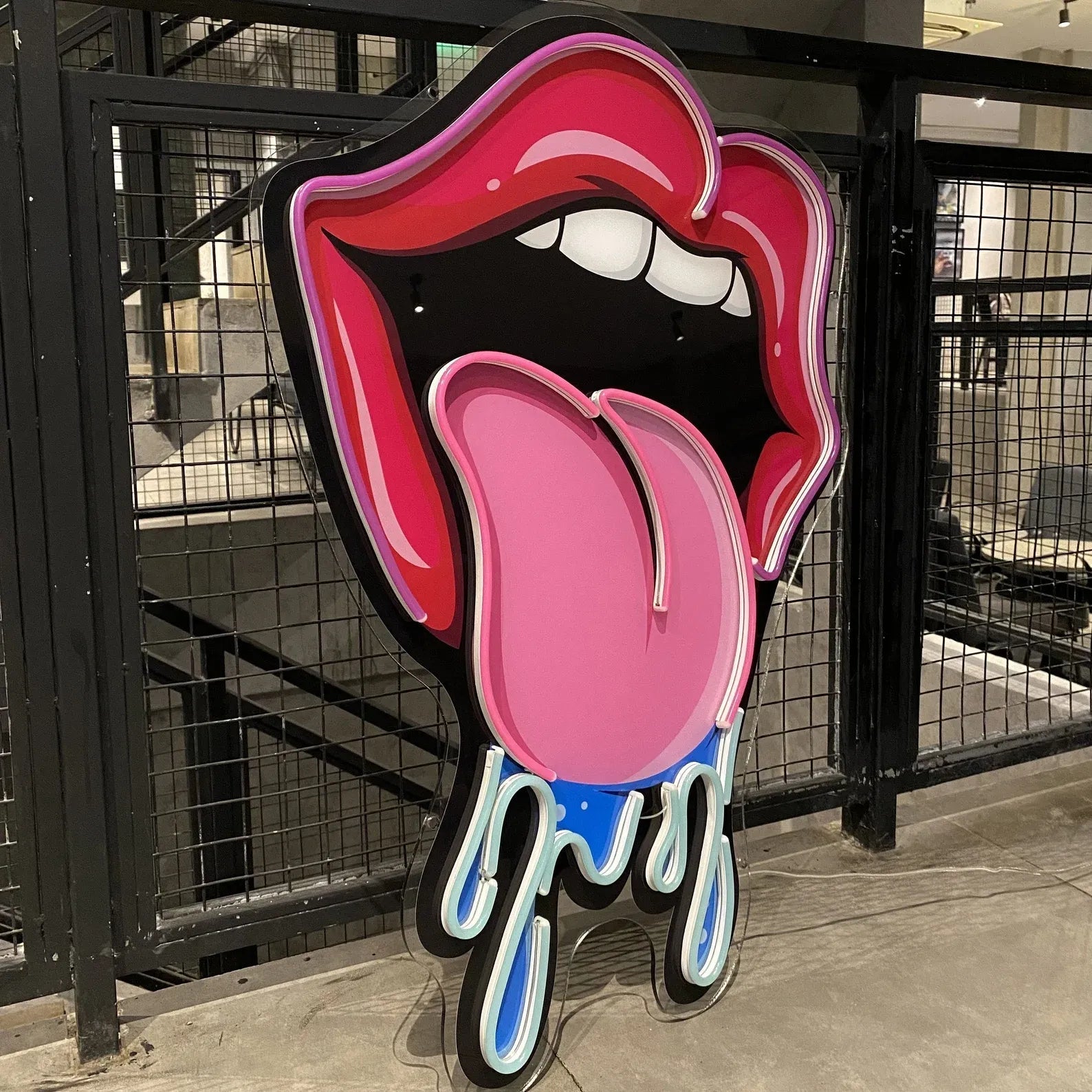 Lips With Tongue Neon Sign - Rock and Roll LED Light for Trendy Bedroom Decor