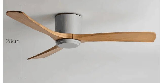 Low Floor Ceiling Fans 36 42 48 56 Inches Remote Control Fans Lamp Design Ceiling Fan With Light Wood+White DC Motor Led Fans