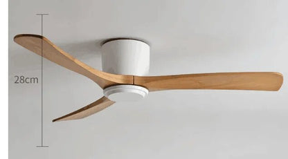 Low Floor Ceiling Fans 36 42 48 56 Inches Remote Control Fans Lamp Design Ceiling Fan With Light Wood+White DC Motor Led Fans