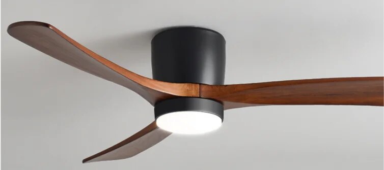 Low Floor Ceiling Fans 36 42 48 56 Inches Remote Control Fans Lamp Design Ceiling Fan With Light Wood+White DC Motor Led Fans