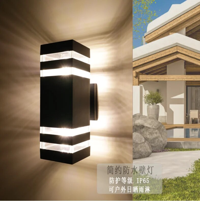 Modern Outdoor E27 LED Wall Light - Waterproof Dual-Head Aluminum Garden Lamp