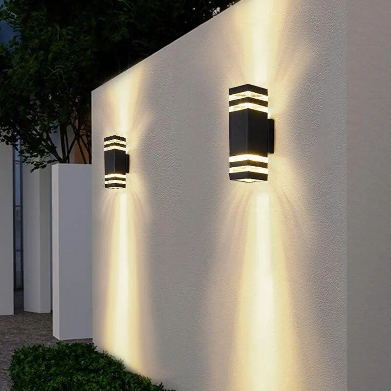 Modern Outdoor E27 LED Wall Light - Waterproof Dual-Head Aluminum Garden Lamp