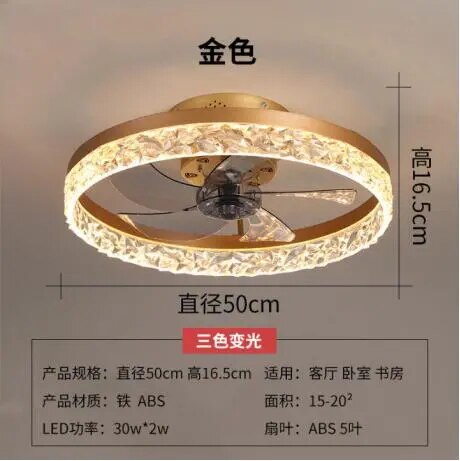 Nordic Crystal Led Lamp With Ceiling Fan 6 Speeds Bedroom DC Ceiling Fan With Remote Control Ceiling Fans With Light Fixture