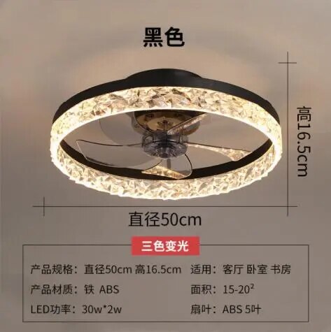 Nordic Crystal Led Lamp With Ceiling Fan 6 Speeds Bedroom DC Ceiling Fan With Remote Control Ceiling Fans With Light Fixture