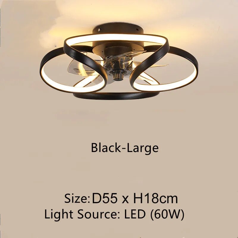 Nordic Macaron LED Ceiling Fan Chandelier with Remote Control - Invisible Fan Light for Bedroom and Living Room