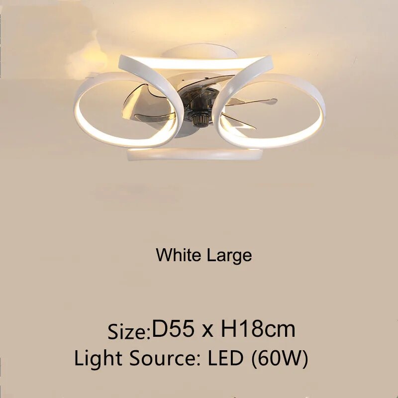 Nordic Macaron LED Ceiling Fan Chandelier with Remote Control - Invisible Fan Light for Bedroom and Living Room