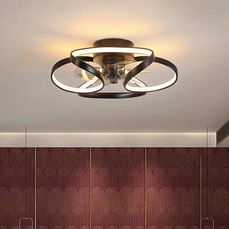 Nordic Macaron LED Ceiling Fan Chandelier with Remote Control - Invisible Fan Light for Bedroom and Living Room