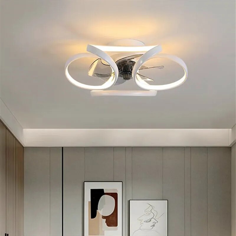 Nordic Macaron LED Ceiling Fan Chandelier with Remote Control - Invisible Fan Light for Bedroom and Living Room