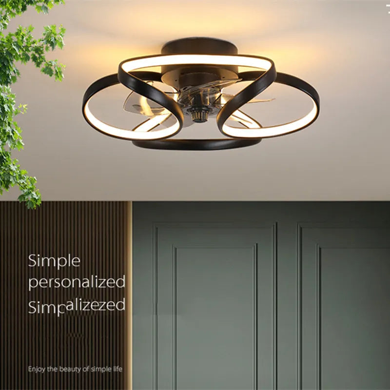 Nordic Macaron LED Ceiling Fan Chandelier with Remote Control - Invisible Fan Light for Bedroom and Living Room