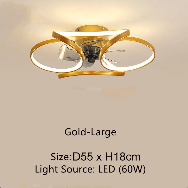 Nordic Macaron LED Ceiling Fan Chandelier with Remote Control - Invisible Fan Light for Bedroom and Living Room