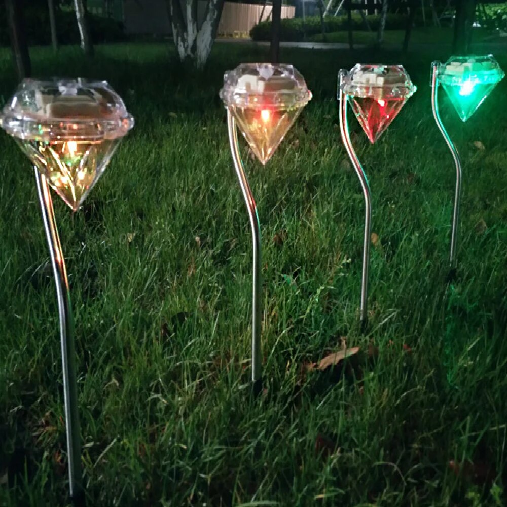 Solar Diamond Light - LED Ground Plug Lawn Landscape Lights for Outdoor Garden Path and Christmas Decoration