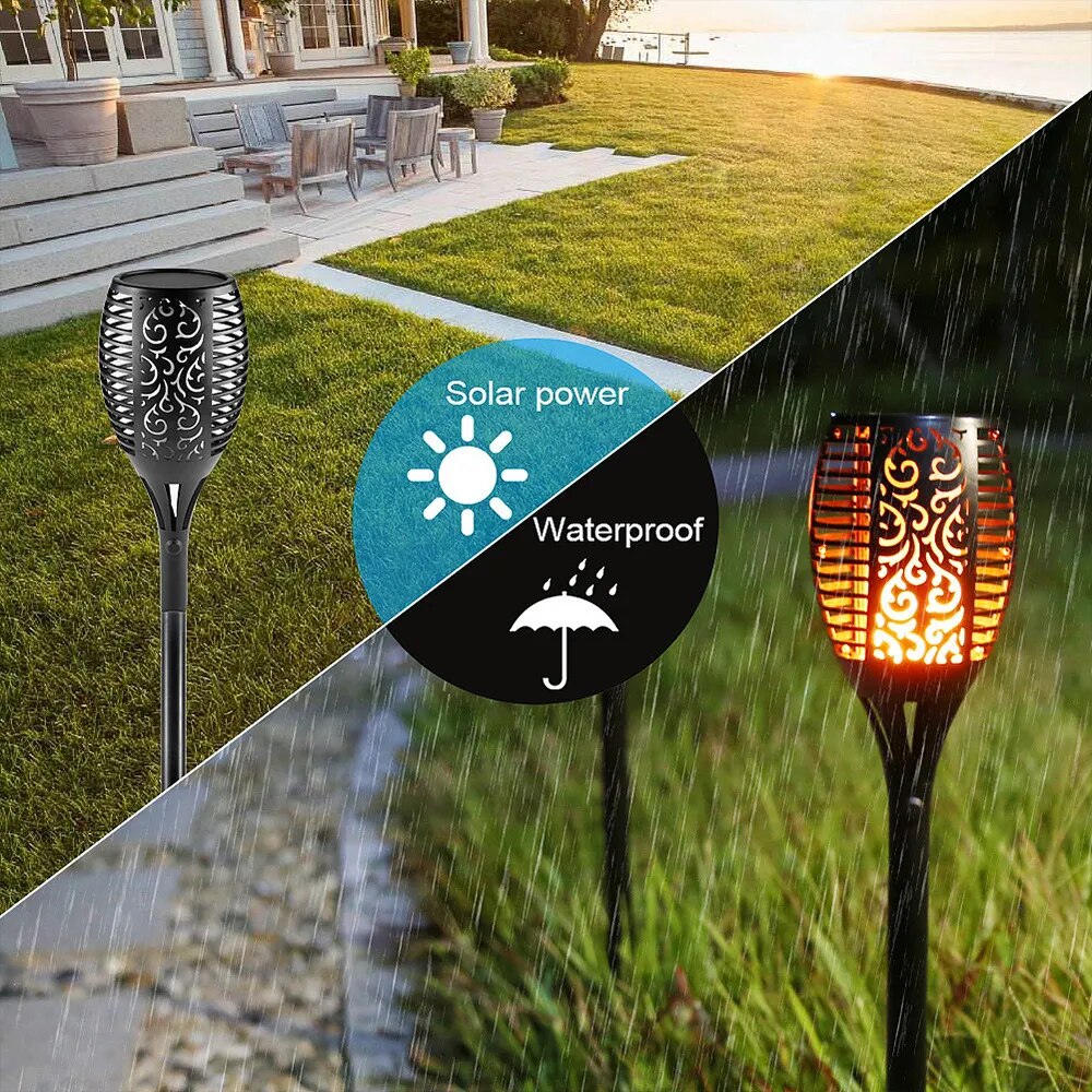 Solar Flame Torch Light - Waterproof Garden Decoration Outdoor Lawn Path Yard Patio Floor Lamp