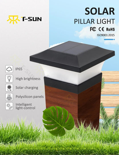 Solar LED Post Deck Cap Fence Light - Outdoor Waterproof Landscape Lamp