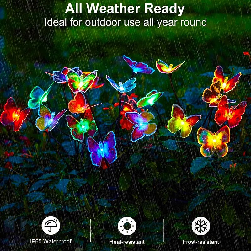 Solar Lights Outdoor Waterproof Garden Decor 6LED Butterfly Pathway Lights For Patio Yard Lawn Decor Lamp