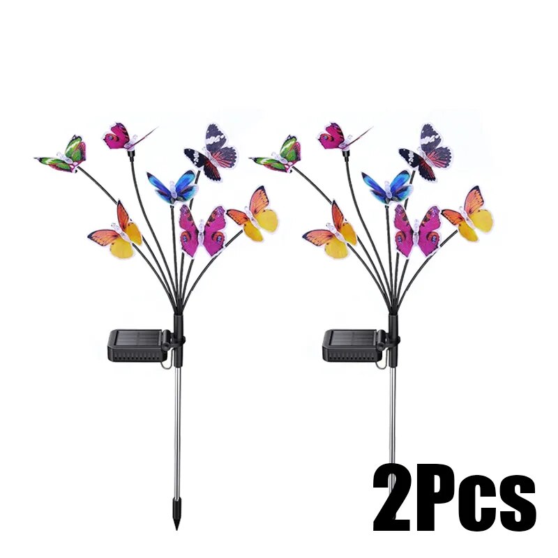 Solar Lights Outdoor Waterproof Garden Decor 6LED Butterfly Pathway Lights For Patio Yard Lawn Decor Lamp