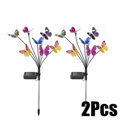 Solar Lights Outdoor Waterproof Garden Decor 6LED Butterfly Pathway Lights For Patio Yard Lawn Decor Lamp