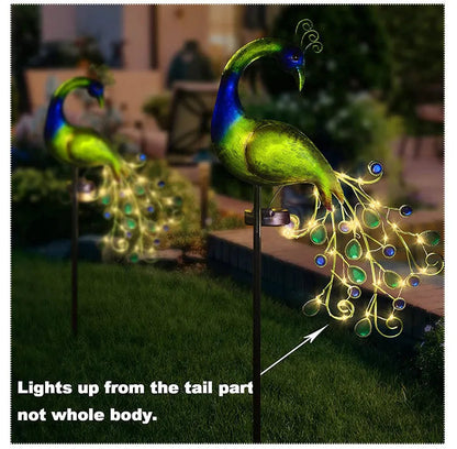 Solar Powered LED Lawn Light Peacock - Waterproof Fairy Garden Decor Lamp