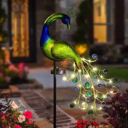 Solar Powered LED Lawn Light Peacock - Waterproof Fairy Garden Decor Lamp