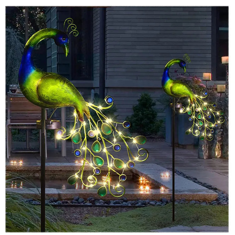 Solar Powered LED Lawn Light Peacock - Waterproof Fairy Garden Decor Lamp