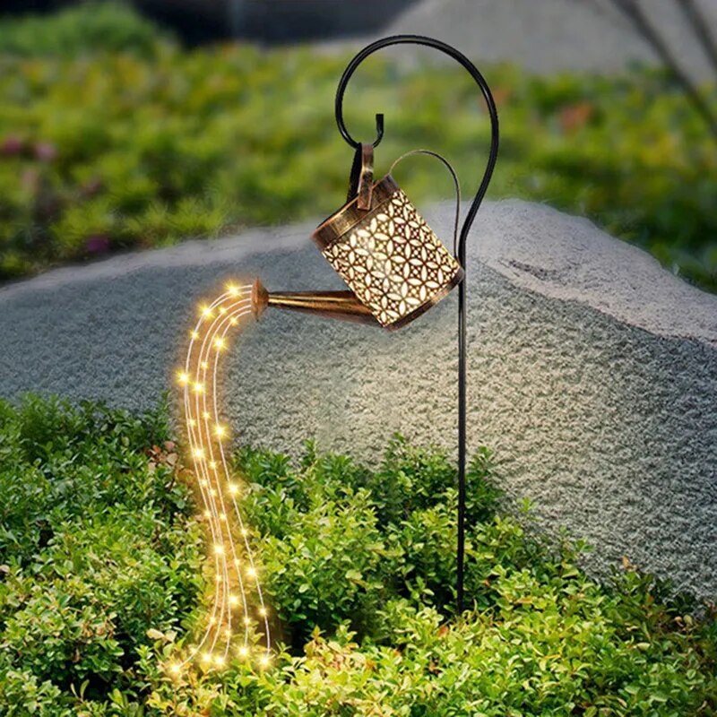 Solar Watering Can Light - Outdoor Waterproof Garden Hanging Décor Waterfall Lamp