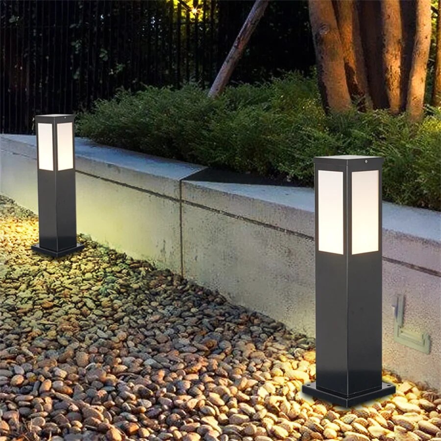 Thrisdar 60CM Stainless Steel Outdoor Garden Pillar Light