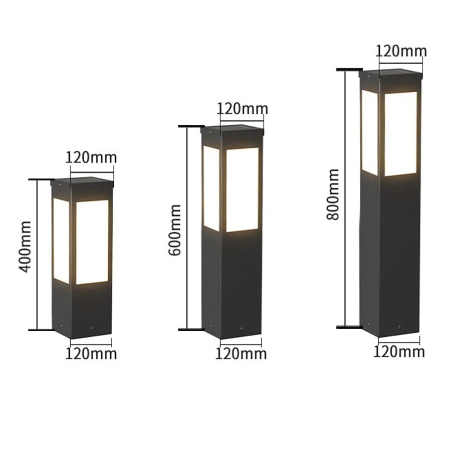 Thrisdar 60CM Stainless Steel Outdoor Garden Pillar Light